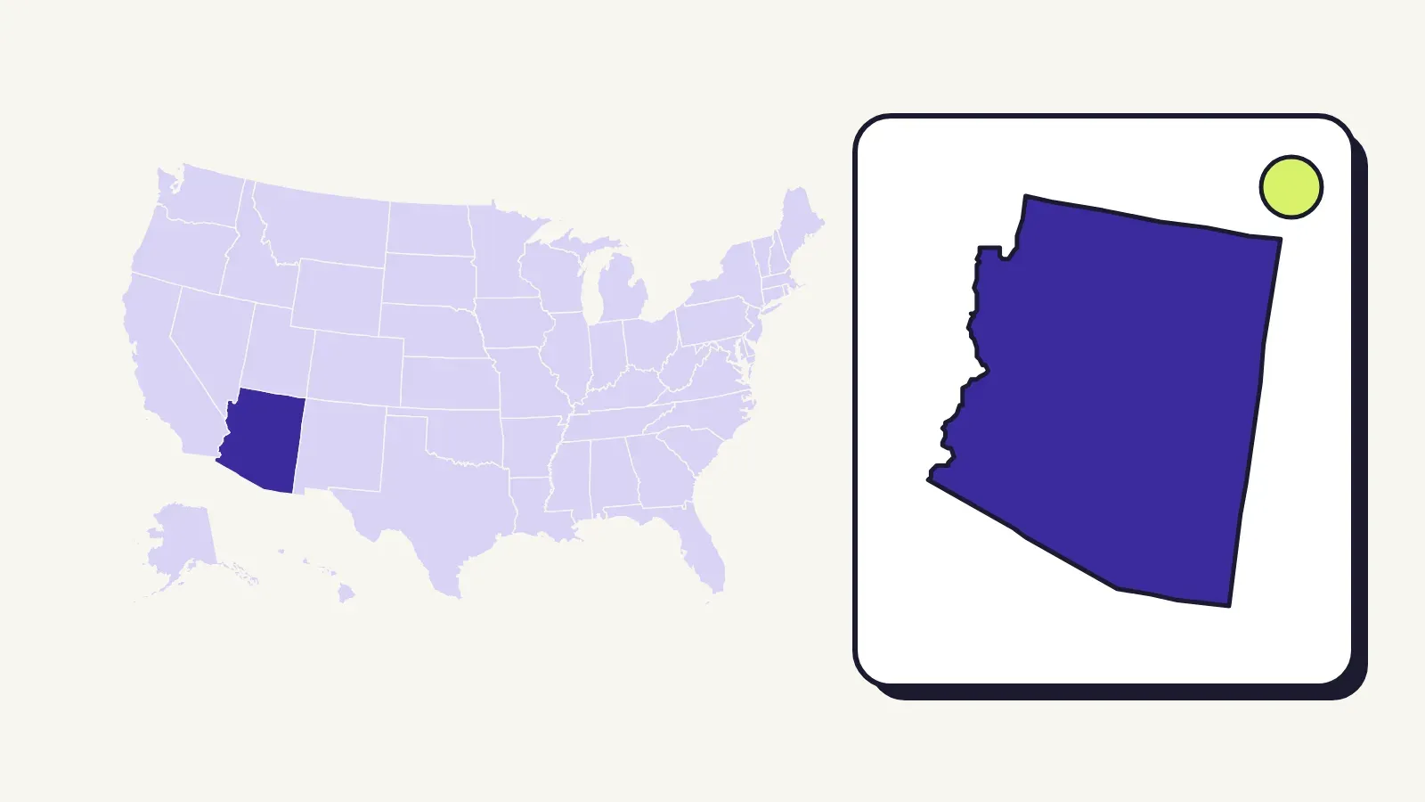 Map of the United States with Arizona highlighted