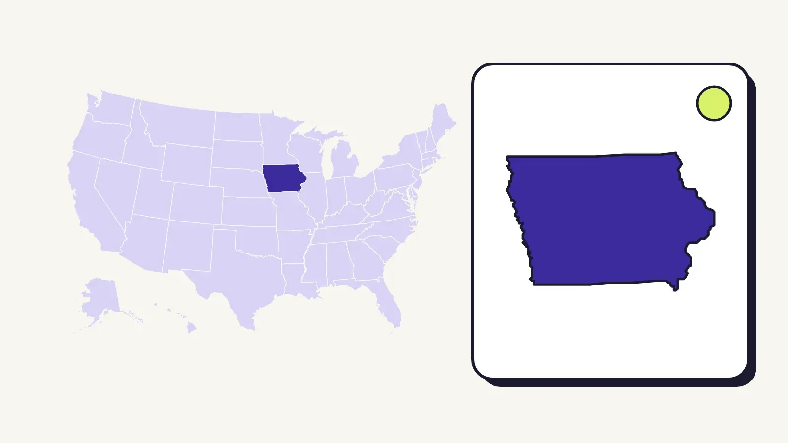 Map of the United States with Iowa highlighted