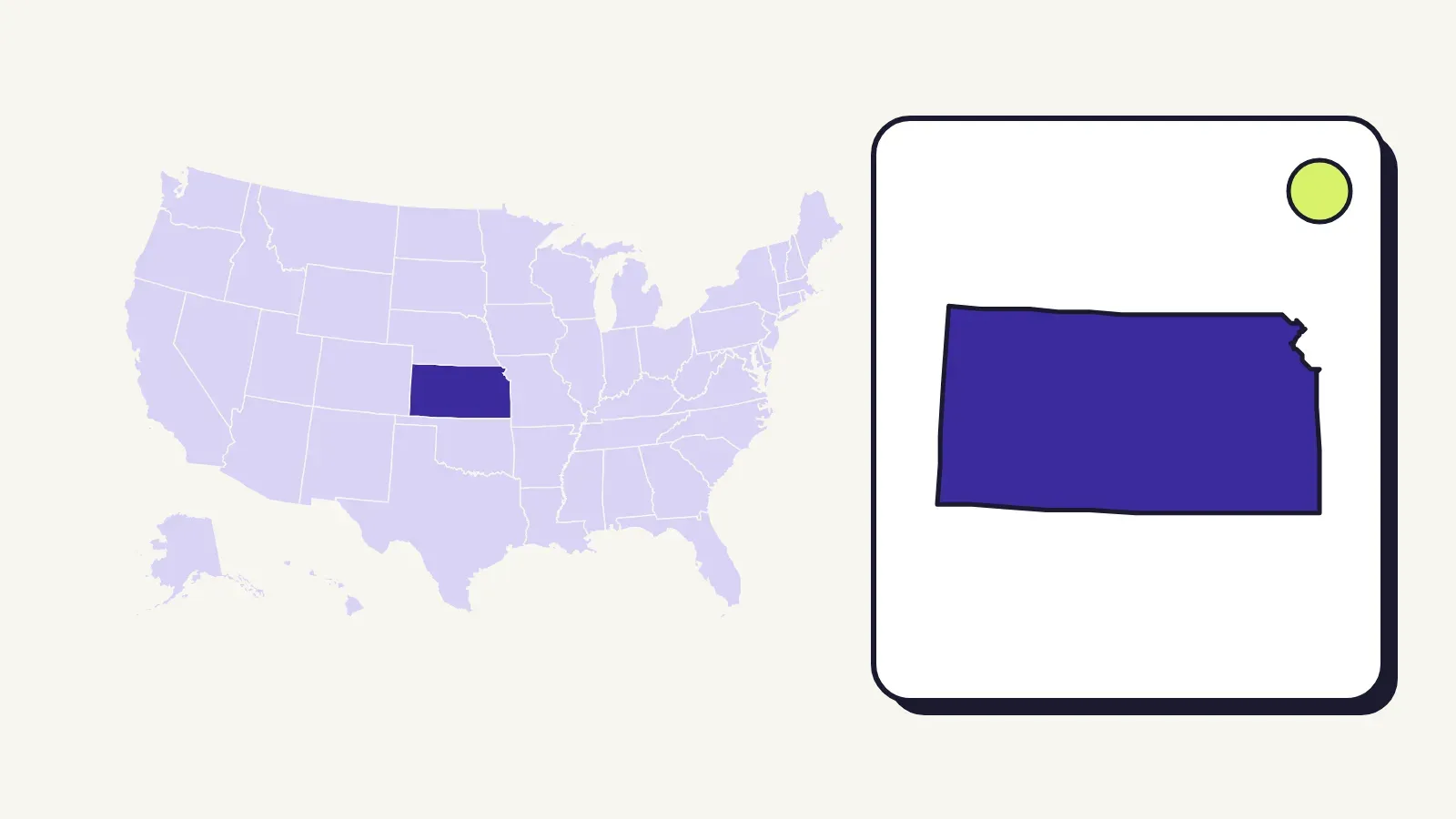 Map of the United States with Kansas highlighted