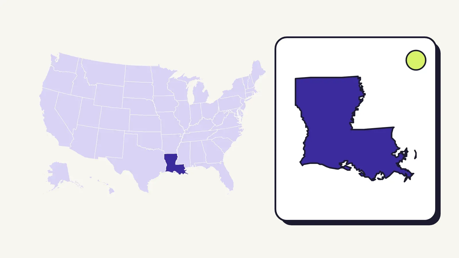 Map of the United States with Louisiana highlighted