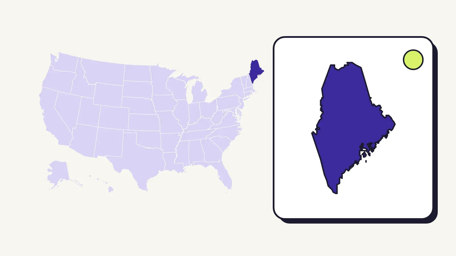 Map of the United States with Maine highlighted