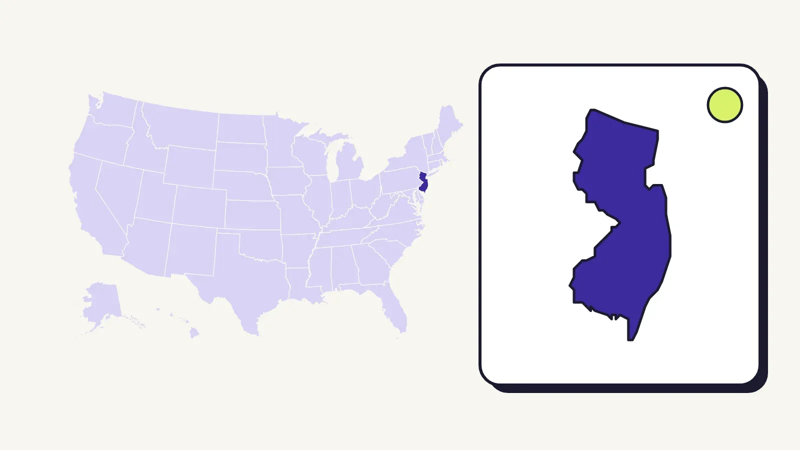 Map of the United States with New Jersey highlighted