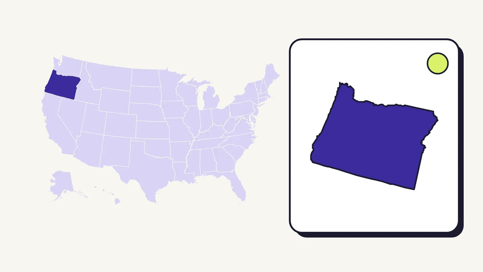 Map of the United States with Oregon highlighted