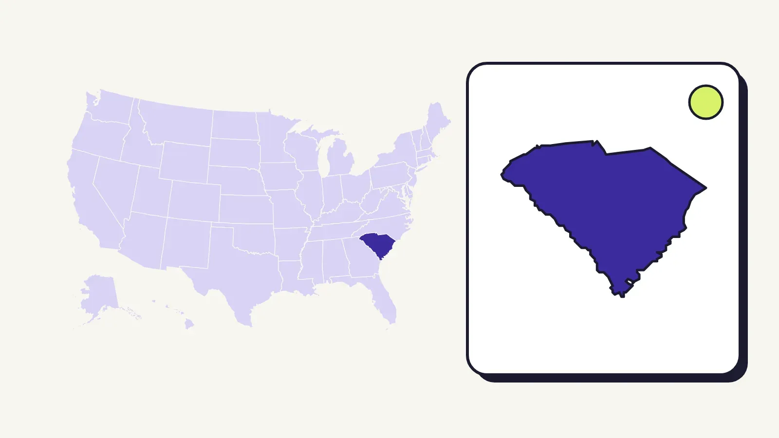 Map of the United States with South Carolina highlighted