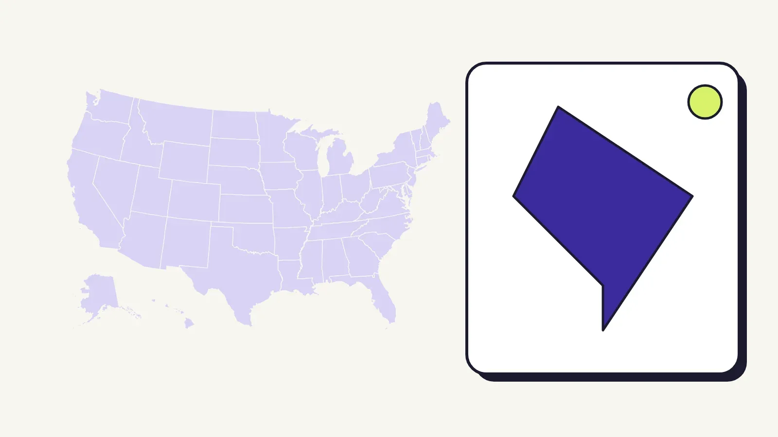 Map of the United States with Washington, D.C. highlighted